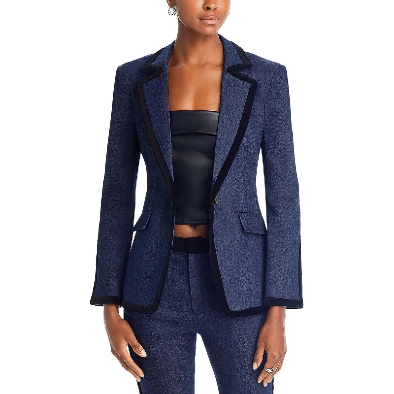 Cinq a Sept Womens Collar Pocket One-Button Blazer Country