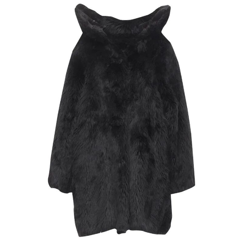 Balenciaga faux fur swing off shoulder coat Cool Women's Distressed