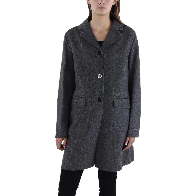 Tahari Womens Wool Blend Heathered Wool Coat Business