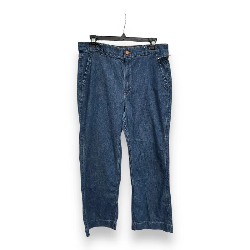 Jeans Wide Leg By J. Crew In Blue Denim, Size: 8 Cool Women's Distressed