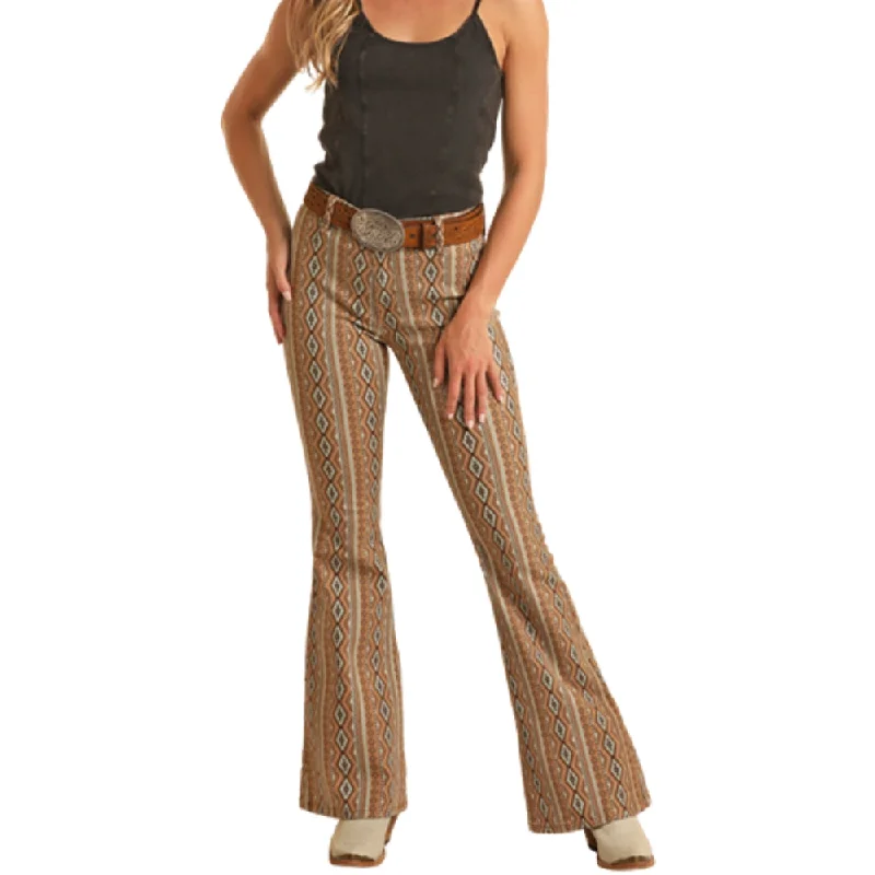 Rock & Roll Womens Aztec Flare Jeans - BW6PD03533-24 Cool Women's Distressed