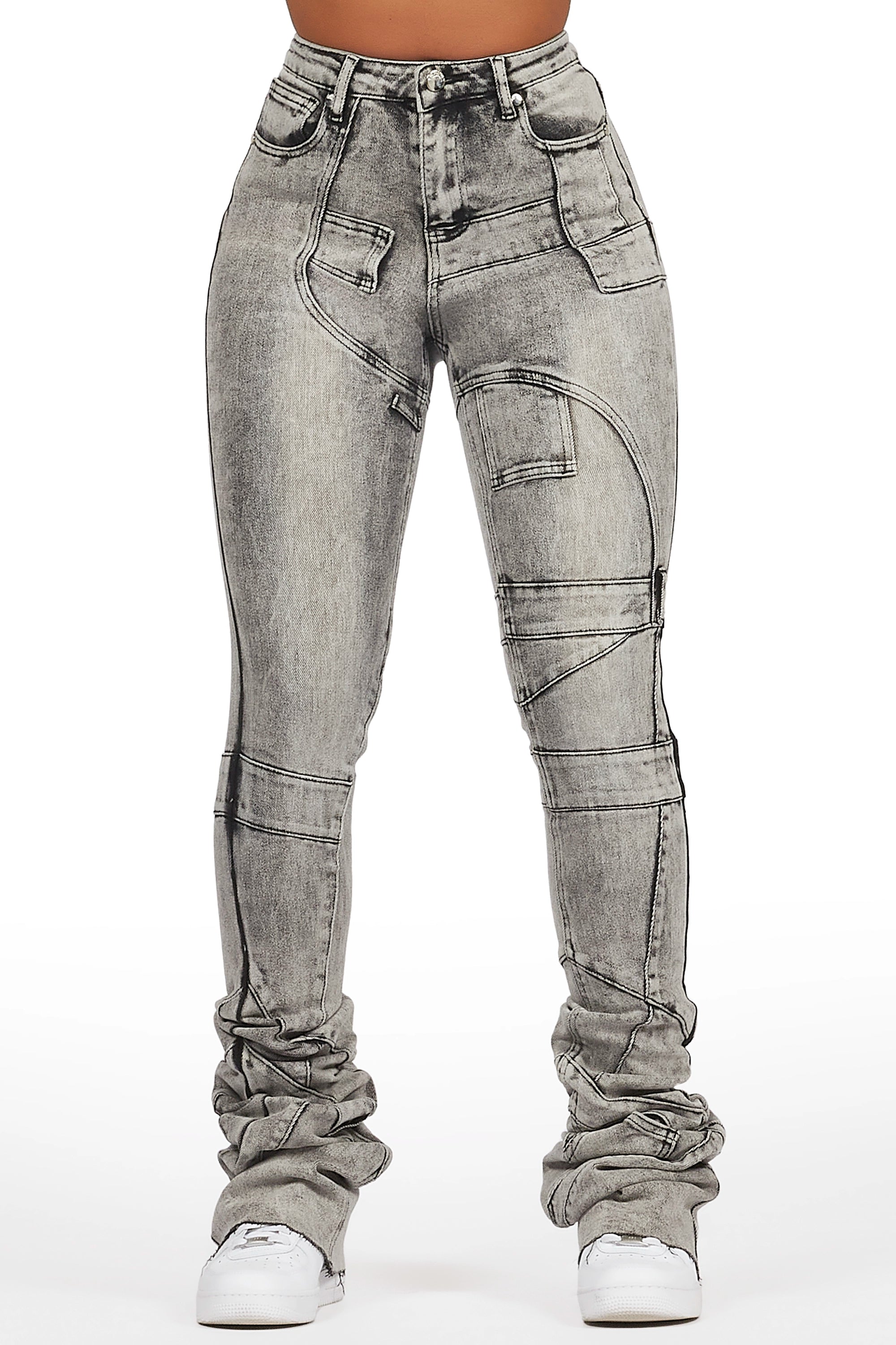 Wynter Grey Wash Super Stacked Jean Cashmere