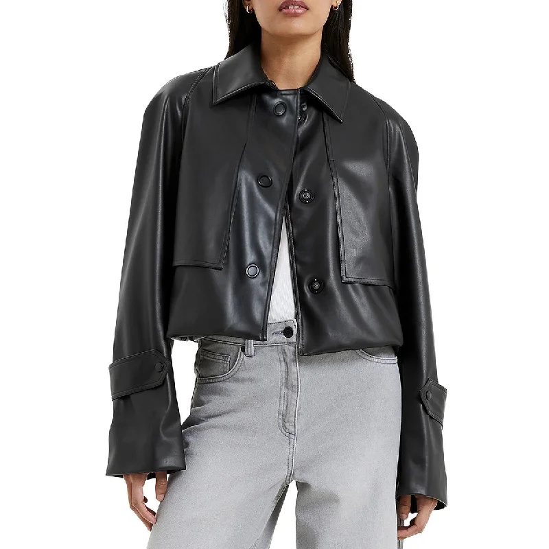 French Connection Womens Corlenda Faux leather Short Shirt Jacket Bold Women's Statement