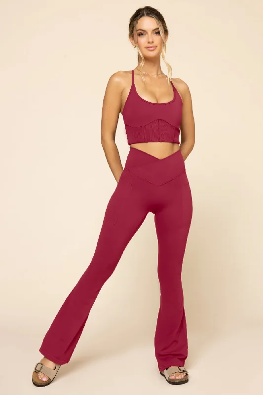 Crisscross Hourglass® Flared Leggings with Pockets - Ruby Feminine Women's Soft 