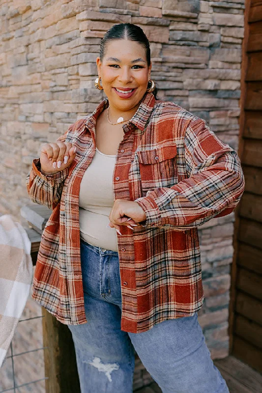 Pumpkin Spice Dreaming Plaid Jacket Curves Laid - back Women's Style