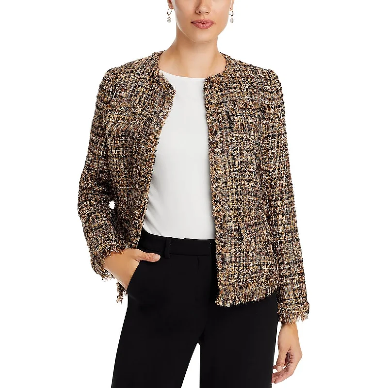 Kobi Halperin Womens Tweed Metallic Collarless Blazer Laid - back Women's Vibe