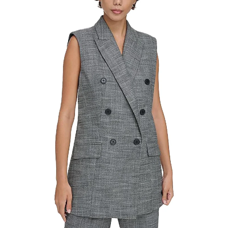 Calvin Klein Womens Slub Business Double-Breasted Blazer purpose