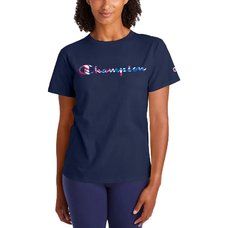 Champion Womens Americana Logo Cotton Pullover Top performance