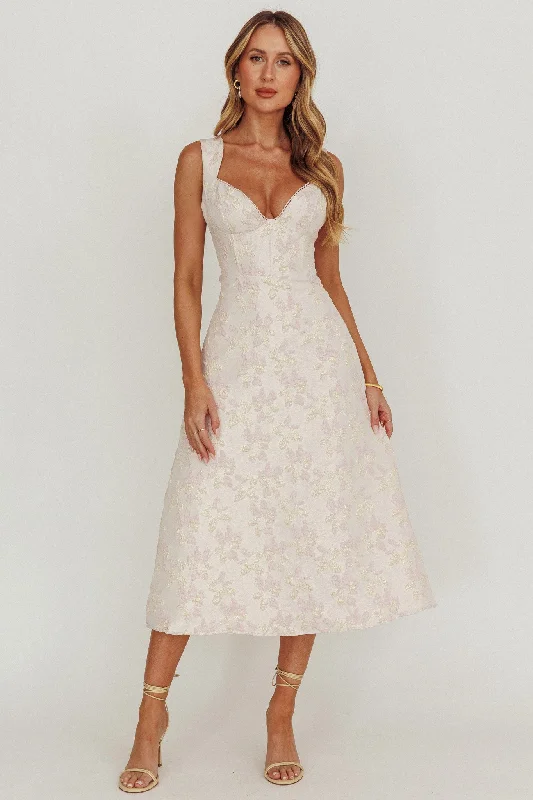 Dream Dust Lace Up Back A-Line Midi Dress Youthful Women's Anime - inspired