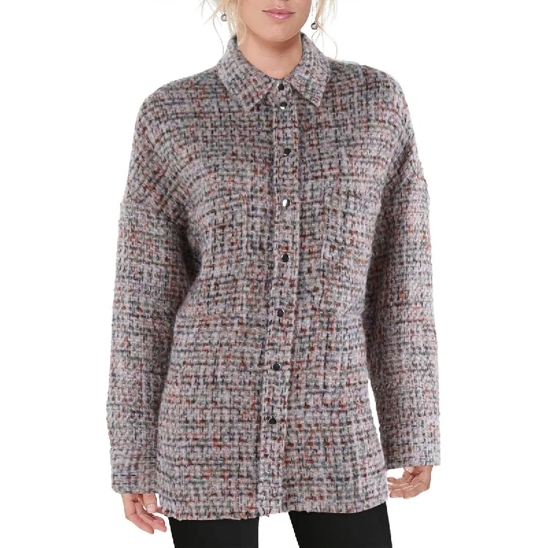 Stella + Lorenzo Womens Tweed Lightweight Shirt Jacket Luxurious Women's High -  end