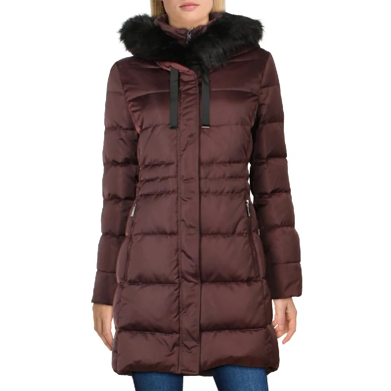 Tahari Womens Down Puffer Quilted Coat Polished Women's Silk