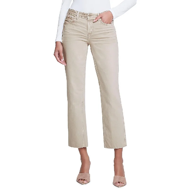 Womens High Rise Frayed Hem Cropped Jeans garde