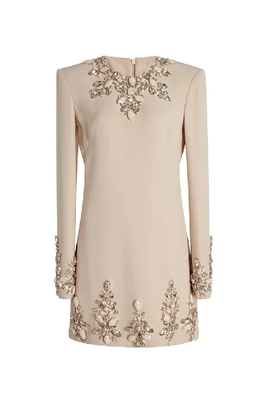 Graceful Jeweled Neck Strong Shoulder Long Sleeve Sheath Party Mini Dress Cool Women's Skate Graceful Jeweled Neck Strong Shoulder Long Sleeve Sheath Party Mini Dress Cool Women's Skate