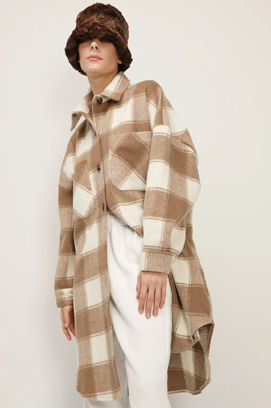 Ada Oversized Plaid Shirt Jacket Geometric