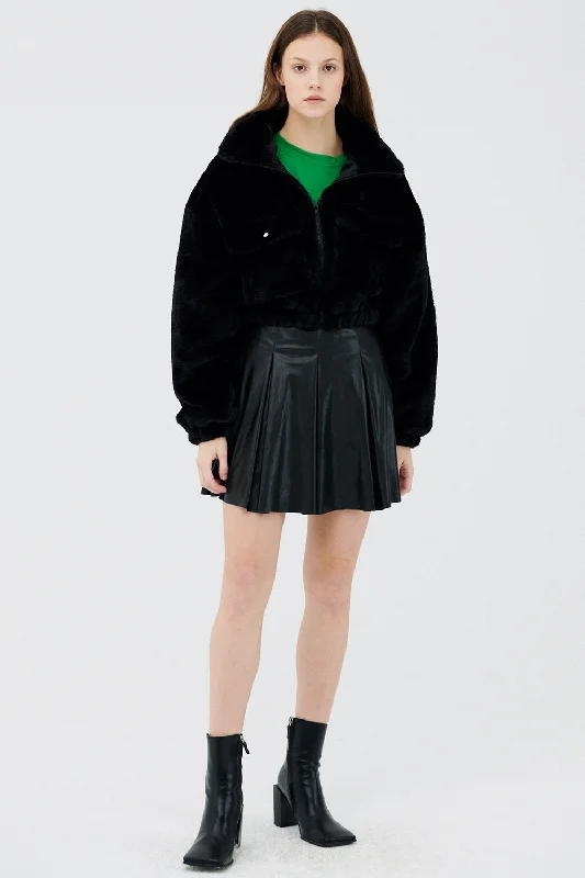 Iris Faux Fur Bomber Jacket Monochromatic All - in - one