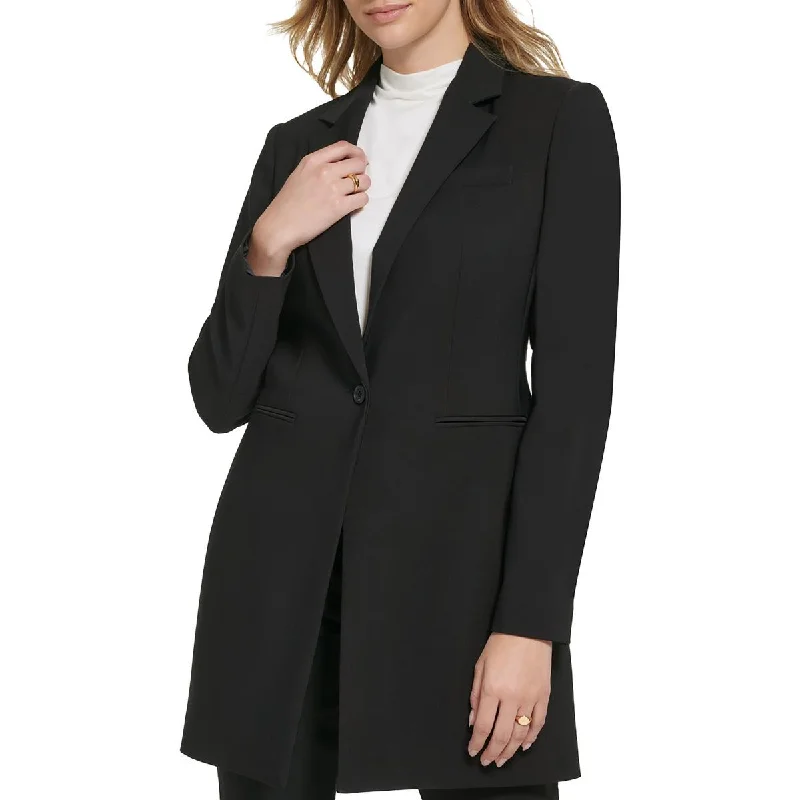 Calvin Klein Womens Long Office One-Button Blazer Sporty Women's Tennis
