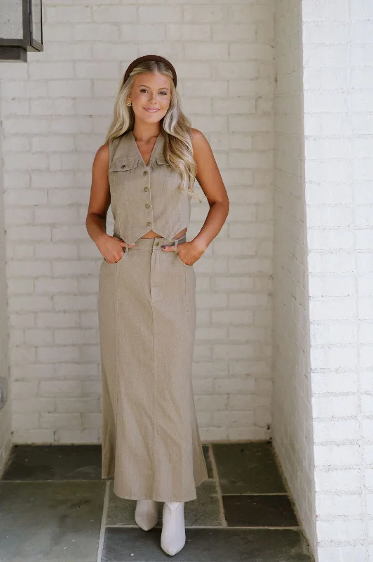 Winnie Skirt Set-Washed Olive Brown Country