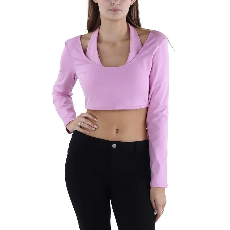 Frankies Bikinis Womens Halter Long Sleeve Crop Top Australian Beach