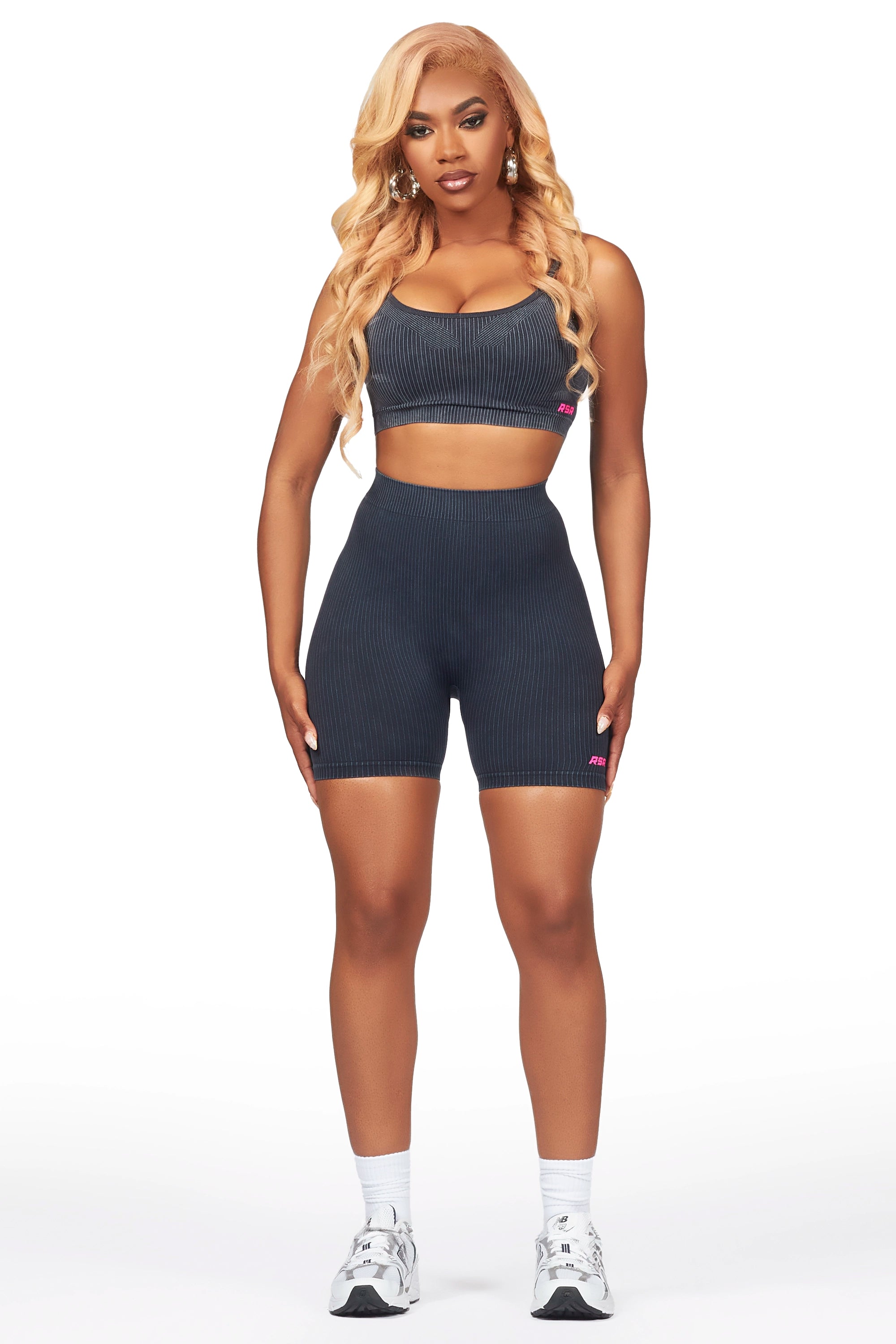 Sharifa Black Active Short Set Youthful Women's Anime - inspired