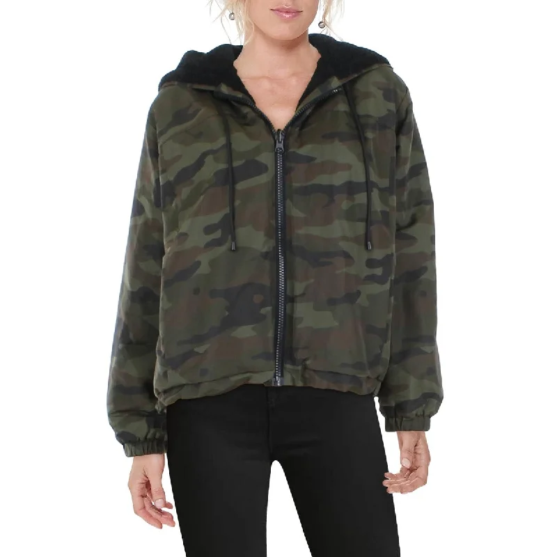 VELVET BY GRAHAM & SPENCER Womens Winter Hooded Bomber Jacket Women