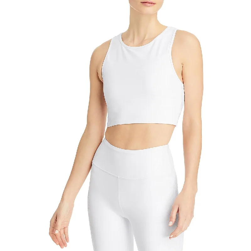 Aqua Womens Racerback Metallic Sports Bra Sleek Women's Metallic
