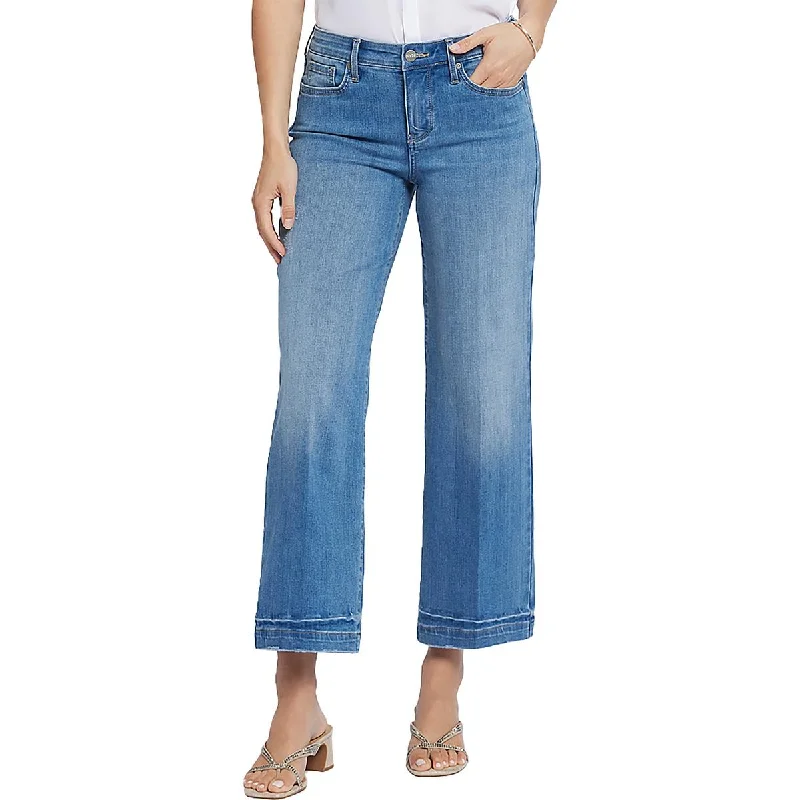 Teresa Womens Mid-Rise Wide Leg Ankle Jeans Cozy Women's Sherpa - lined
