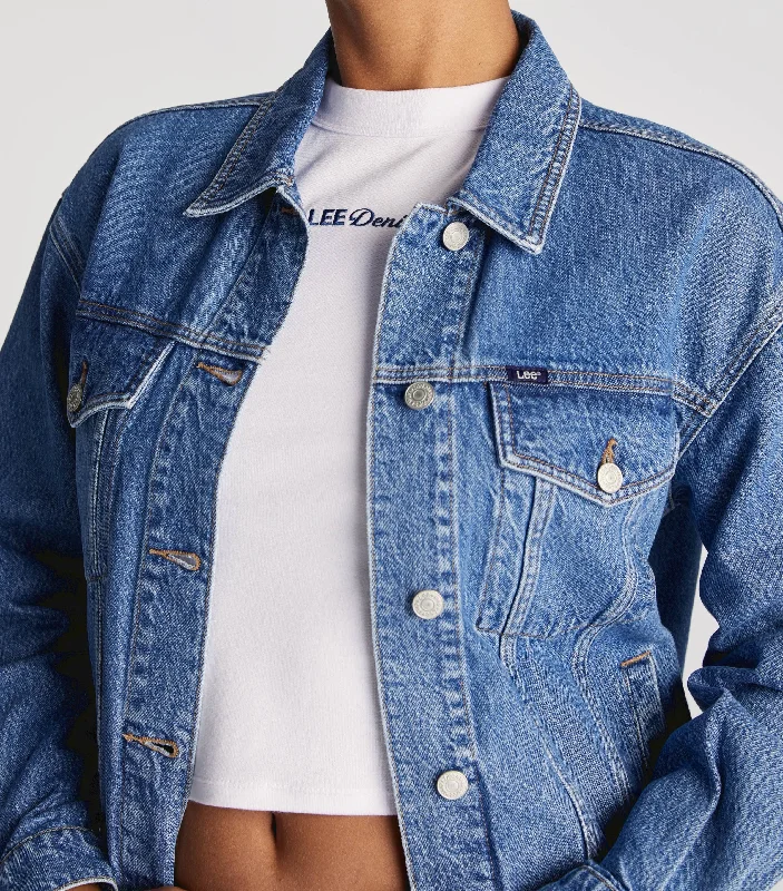 Lee Baggy Denim Jacket | Next Blue Tough Women's Military - inspired