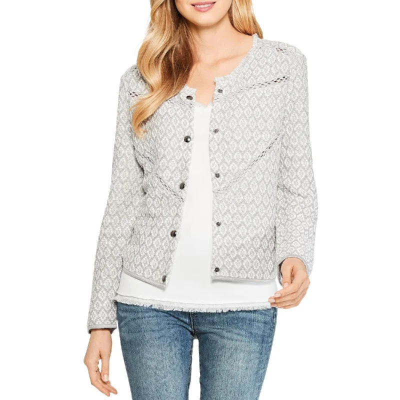 Nic + Zoe Womens Prismatic Linen Blend Marled Jacket Country