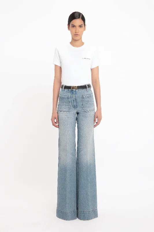 Alina High Waisted Jean In Pale Blue Wash Tough Women's Military - inspired