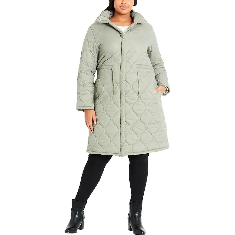 Evans Womens Plus Puffer Long Quilted Coat Elegant Women's 