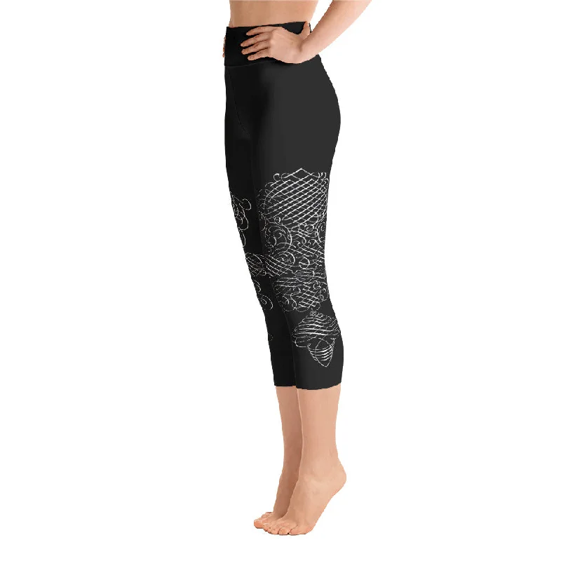 Caligraphia Yoga Capri Leggings Hip Women's Retro