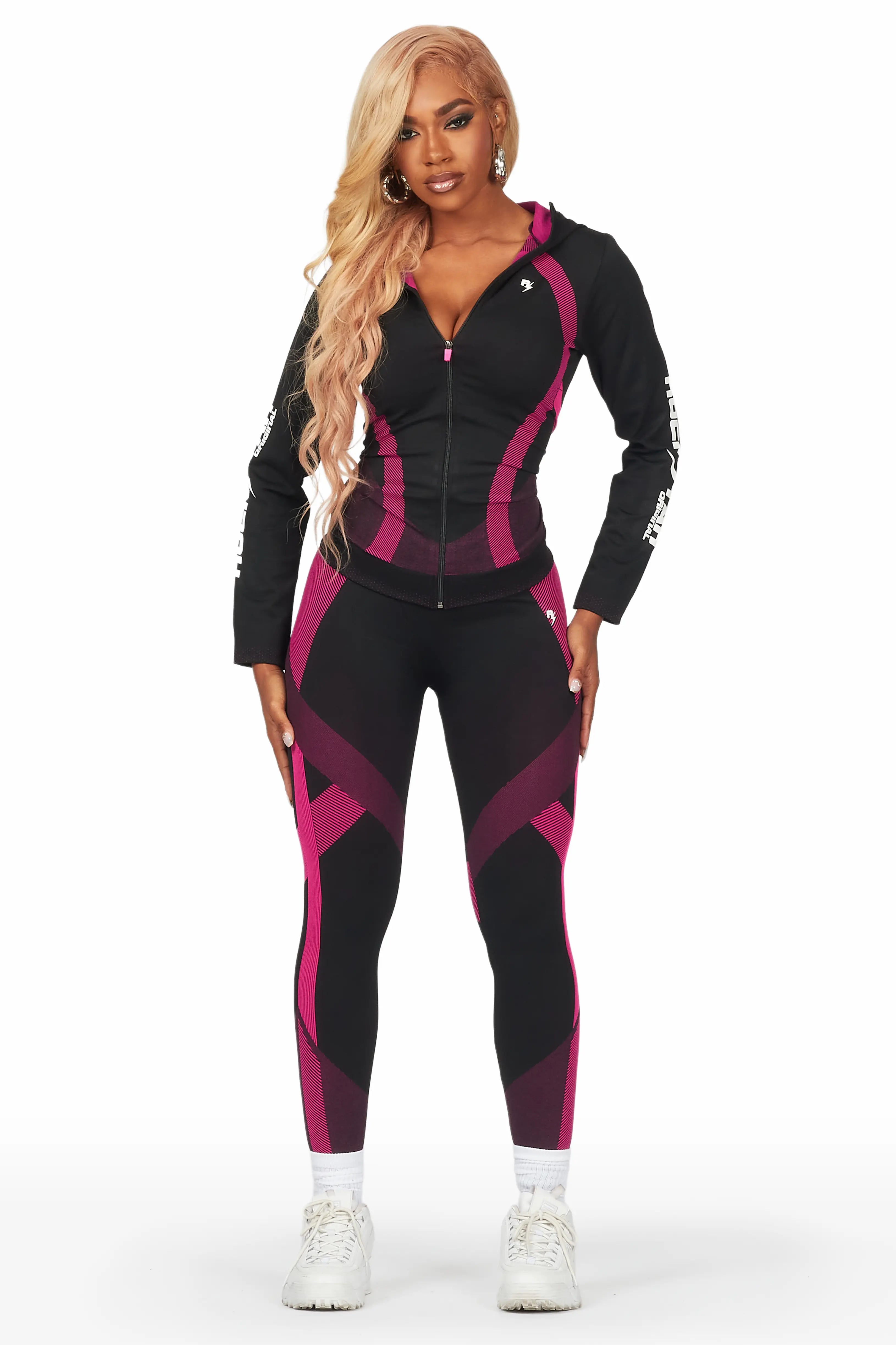Latisha Black/Fuchsia Active Set Hip Women's Retro