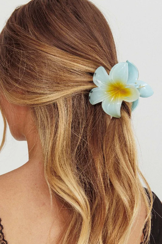 Ayni Frangipani Claw Clip Blue Dapper Women's 1920S