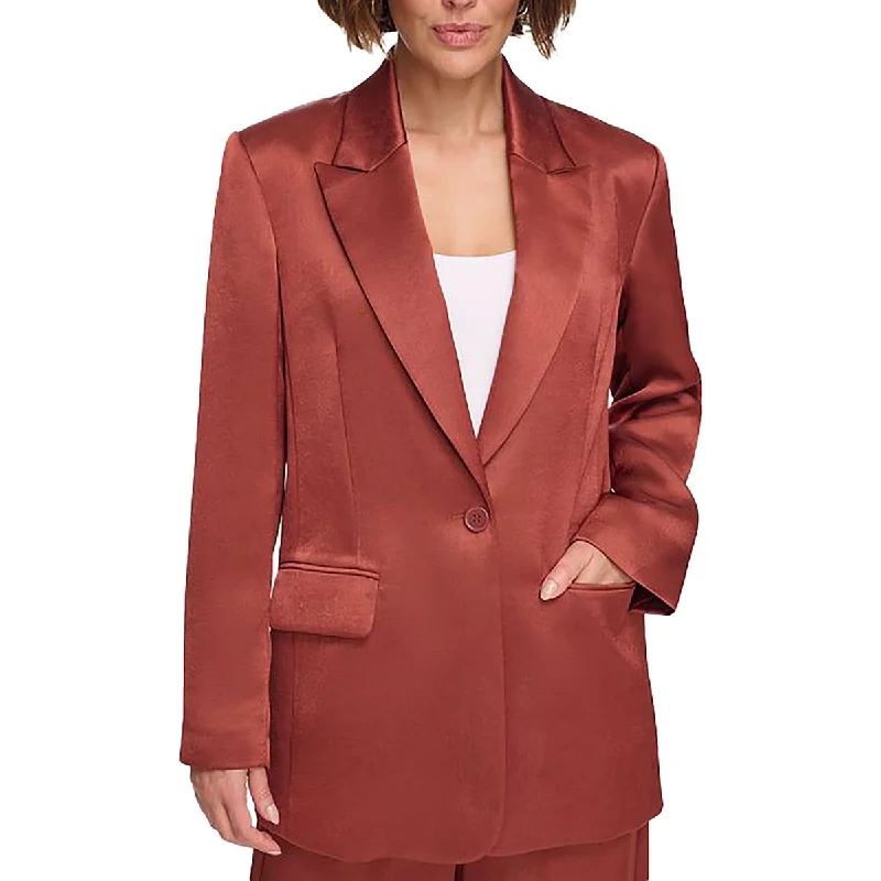 DKNY Womens Satin Suit Separate One-Button Blazer Refined Women's Classic 