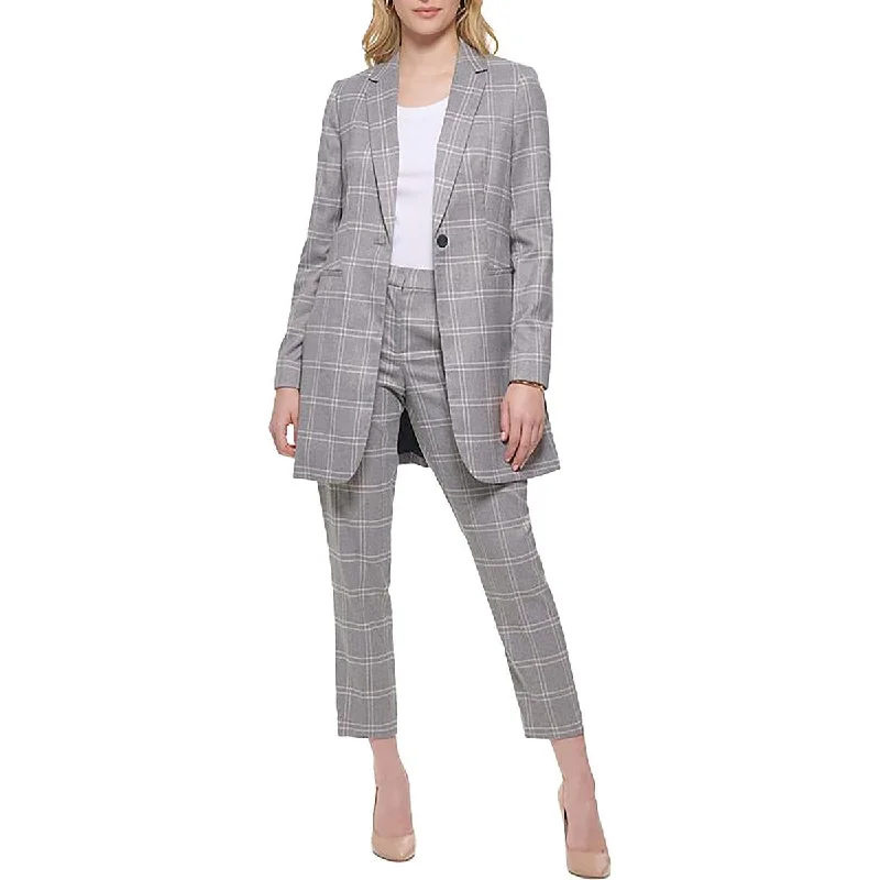 Tommy Hilfiger Womens Plaid Workwear One-Button Blazer Dynamic Women's High - energy