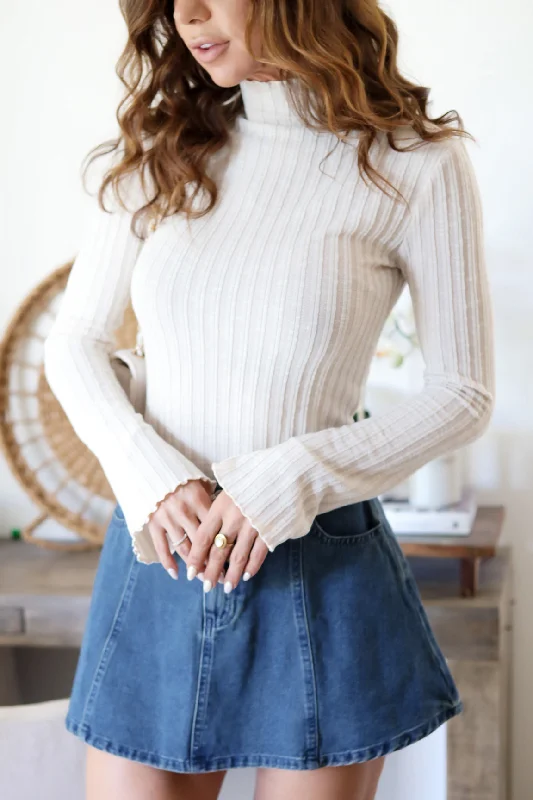 Daphne Knit Top-Ecru Polished Women's Silk