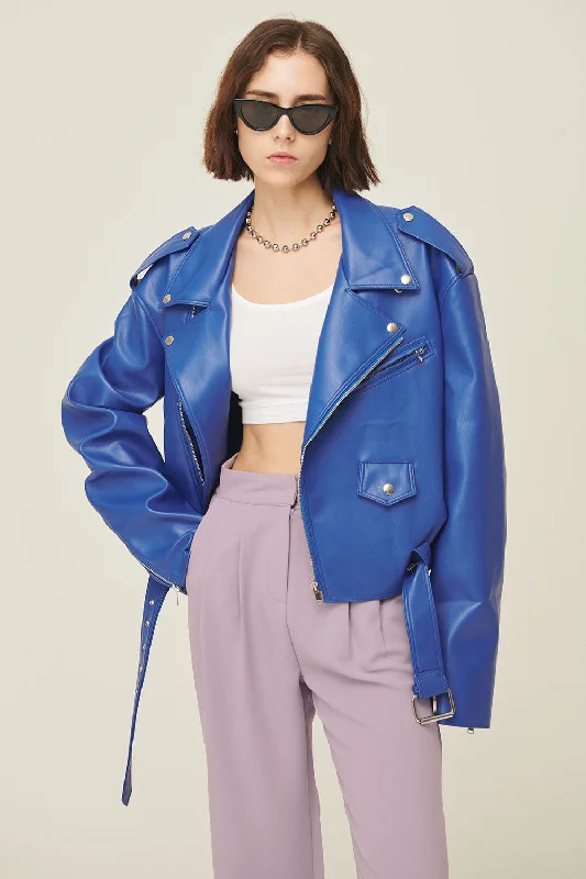 Emma Pleather Rider Jacket Sleek Women's Metallic