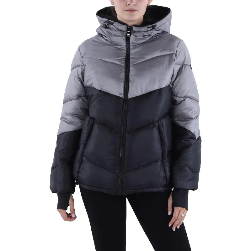 Steve Madden Womens Faux Fur Lined Cold Weather Puffer Jacket Unique Women's Upcycled