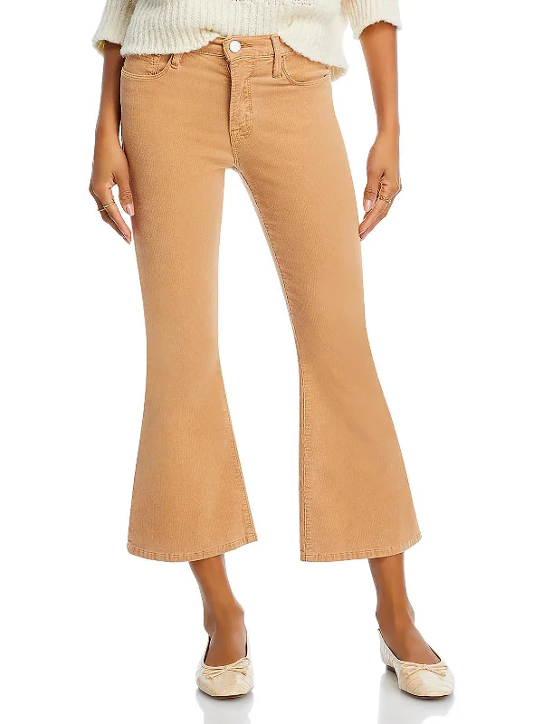 Womens High Rise Copped Flared Jeans Artistic Women's Hand - painted
