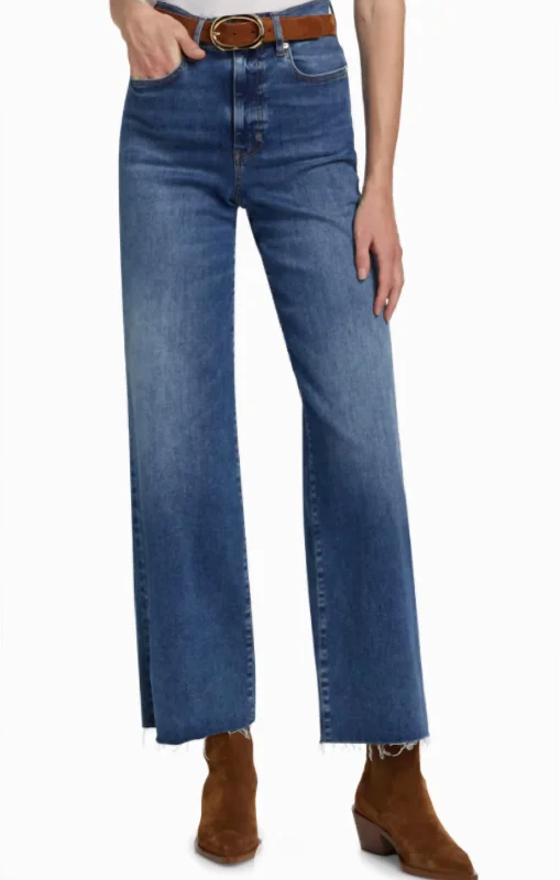 Le Slim Palazzo Raw Fray Jeans In Mermaid Laid - back Women's Vibe