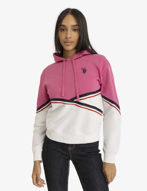 TWO TONE SIGNATURE STRIPE TAPE HOODIE Athletic Women's High - 