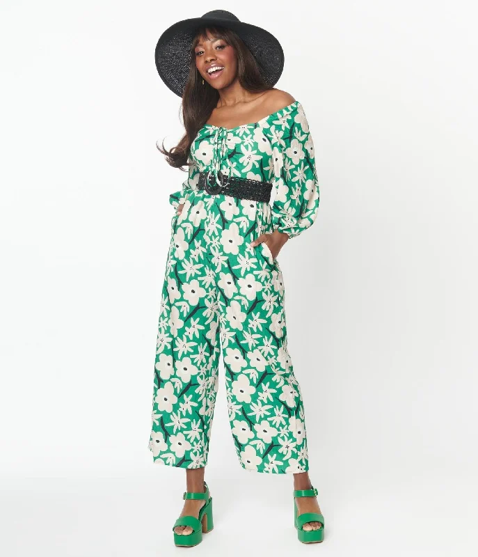 Green & Ivory Floral Jumpsuit Sharp Women's Italian