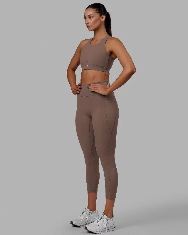Fusion 7/8 Length Leggings with Pockets - Deep Taupe Practical Women's Multi - 
