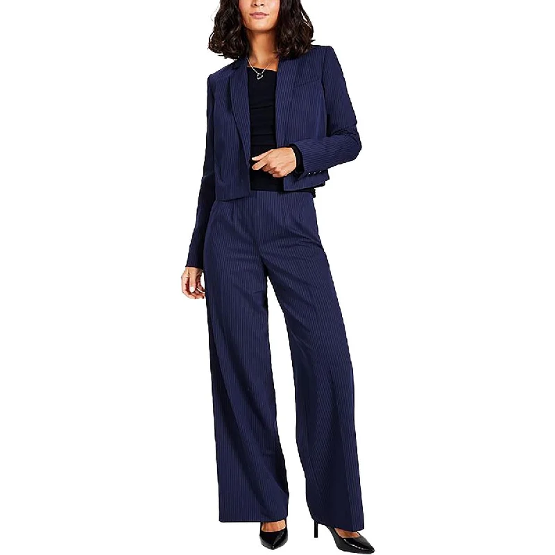Calvin Klein Womens Cropped Striped Open-Front Blazer Modern Women's Tech
