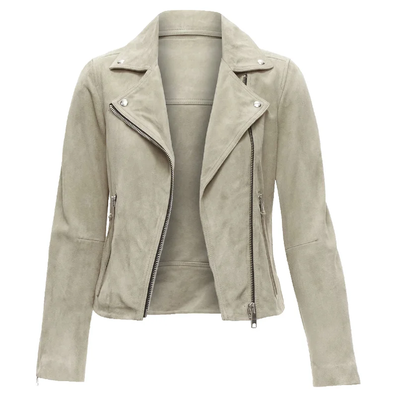 All Saints Dalby goat suede hardware classic biker jacket Dapper Women's 1920S