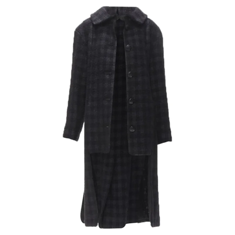 Chanel lurex check tweed Globe CC button high low coat Unique Women's Upcycled