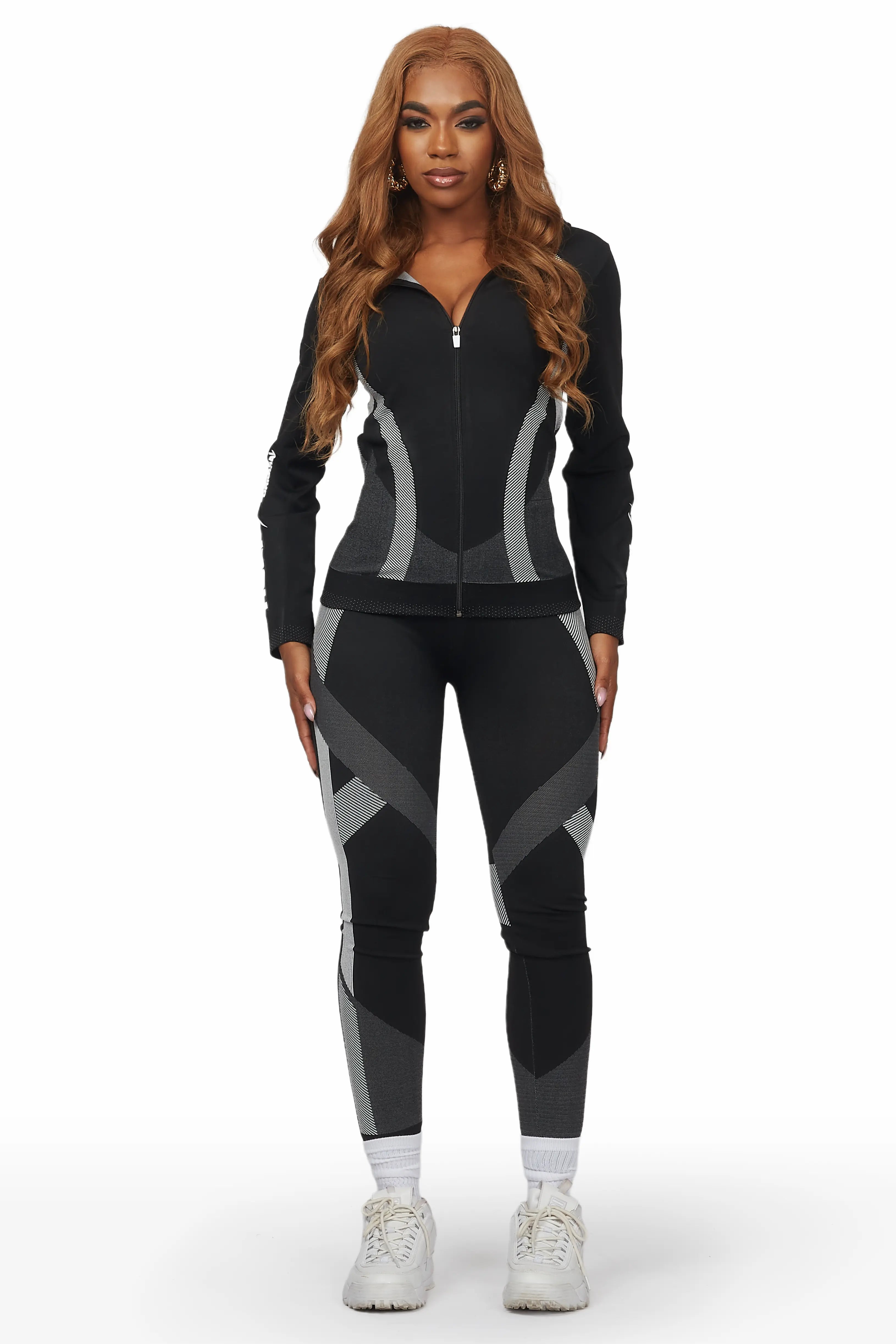Latisha Black Active Set Preppy Women's College