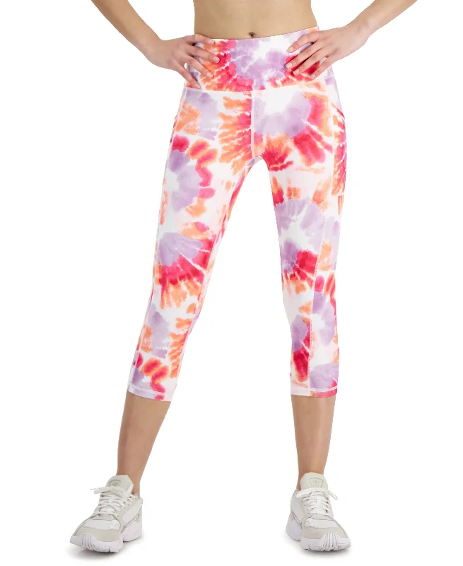 ID Ideology Womens Compression Dye Print Side Pocket Cropped Leggings Dapper Women's Bow - adorned