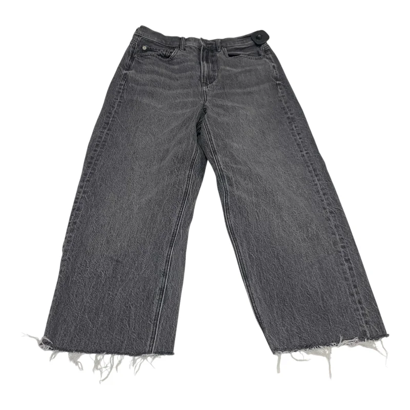Jeans Cropped By American Eagle In Black Denim, Size: 4 Polished Women's Silk