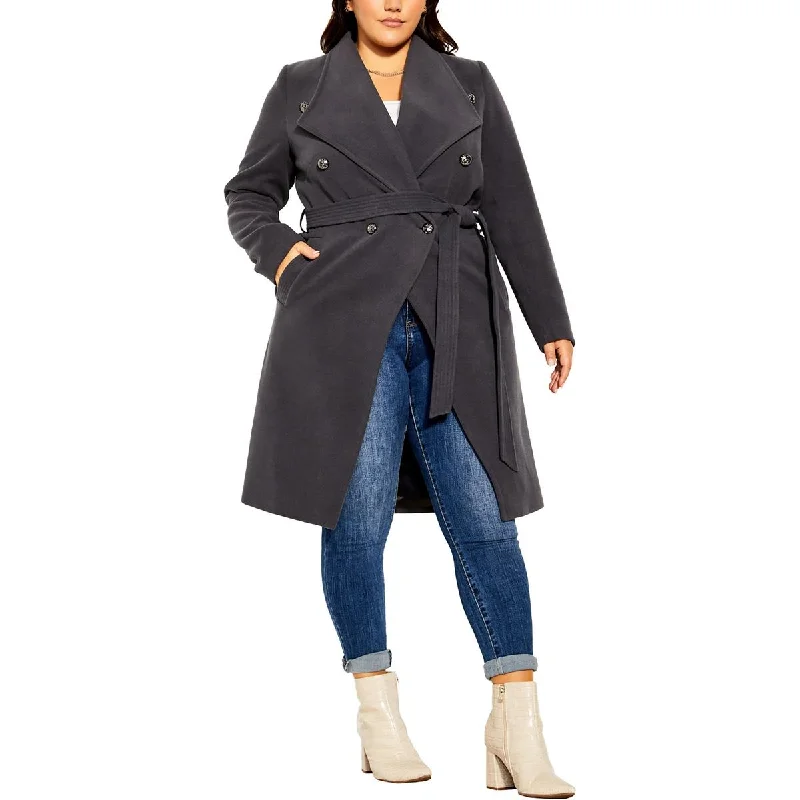 City Chic Womens Plus Sassy Mili Cold Weather Fleece Pea Coat Practical Women's Multi - 